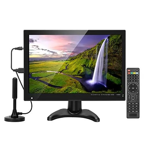 14 inch TV, Portable TV with Antenna,Digital Dual Tuner ATSC, Rechargeable Battery Operated TV, Supports HDMI, USB, RCA Input, FM Radio Receive