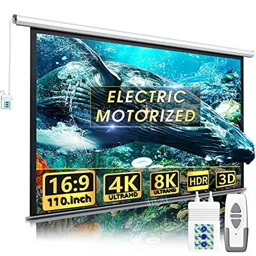 Aoxun 110" Motorized Projector Screen - Indoor and Outdoor Movies Screen 110 inch Electric 16:9 Projector Screen W/Remote Control Aoxun 110" Motorized Projector Screen - Indoor and Outdoor Movies Screen 110 inch Electric 16:9 Projector Screen W/Remote Control